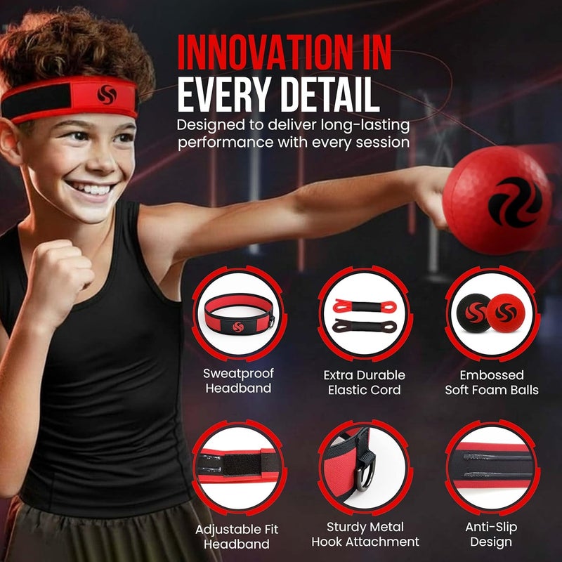 Soul Shift - Boxing Reflex Ball – Dual Competition Set | 2 Adjustable Headbands + 2 Training Balls + App Included | Speed, Agility & Hand-Eye Coordination for Adults & Kids | MMA Training Equipment - Image 5